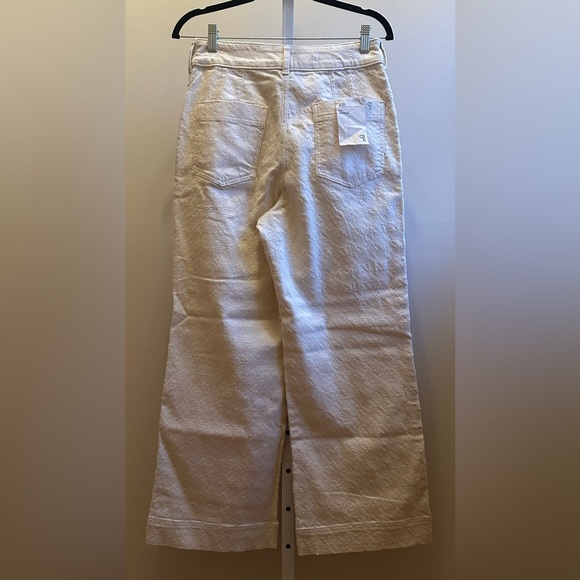 NWT Anthro Pilcro The Skipper High-Rise Crop Wide-Leg Jeans 28 Cream Houndstooth - Picture 10 of 12